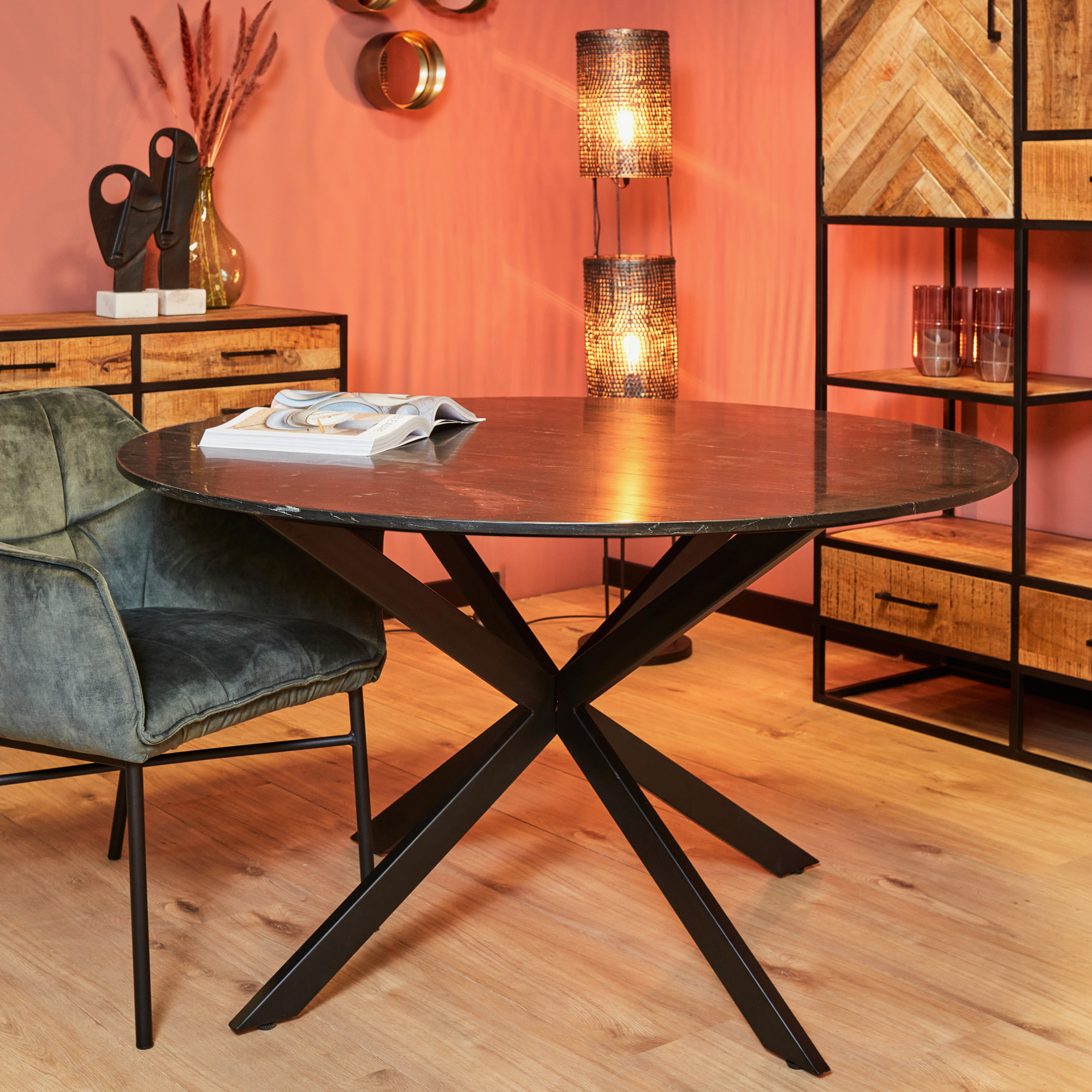 STF-9012_0 Ronde eettafel Lynn Zwart Marmer 150 cm - Image 1