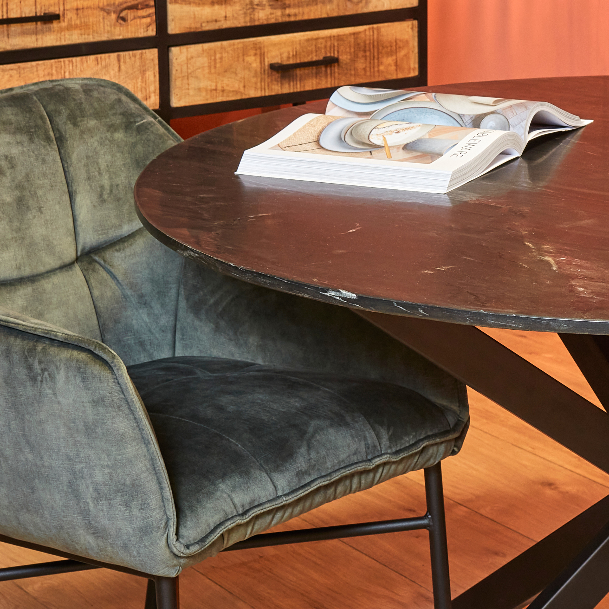 STF-9012_1 Ronde eettafel Lynn Zwart Marmer 150 cm - Image 2