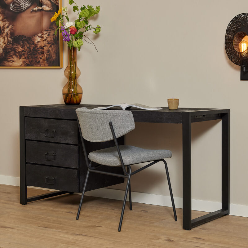 Bureau Boaz Zwart Mangohout 145 cm - Image 1