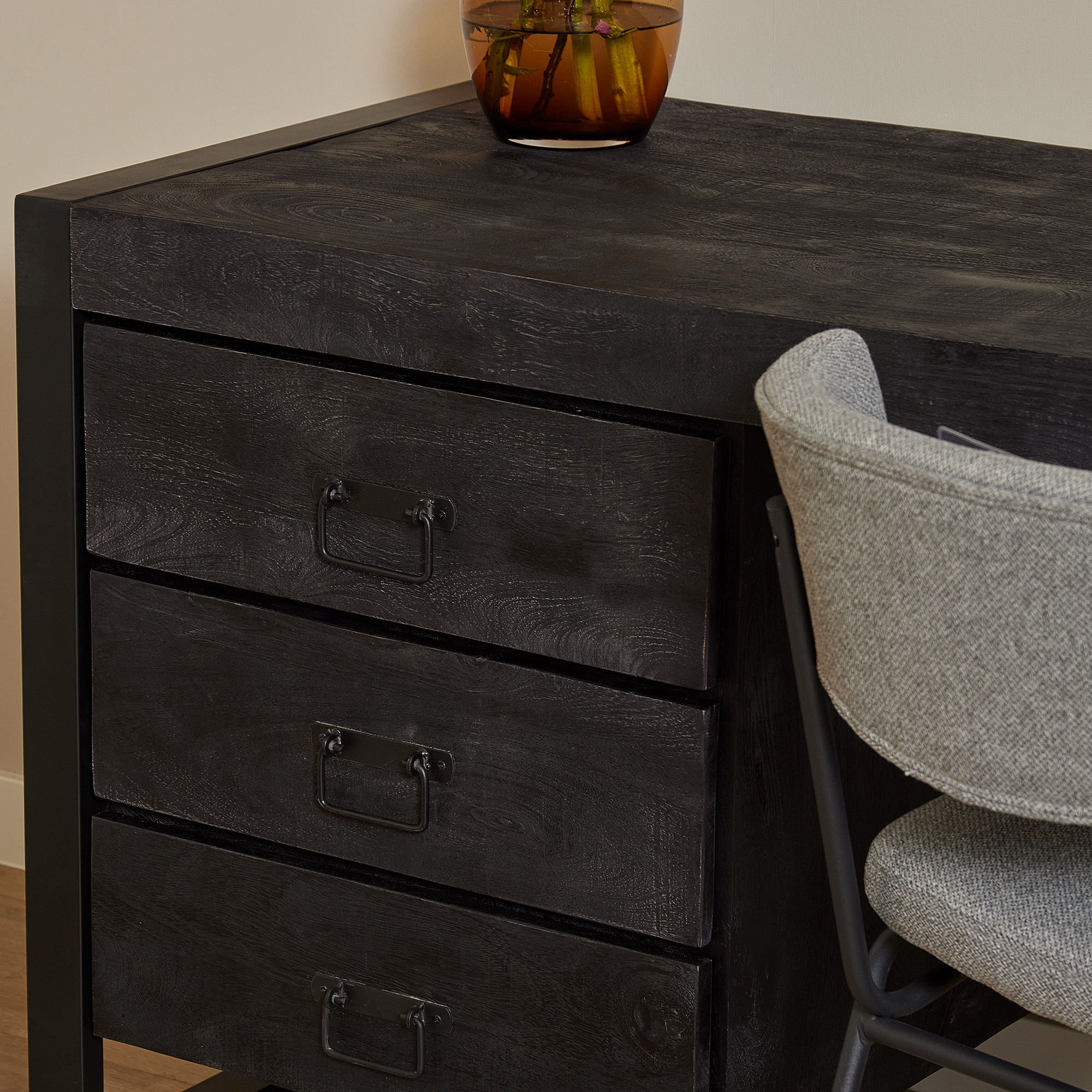 Bureau Boaz Zwart Mangohout 145 cm - Image 2