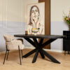 Ovale eettafel Denver Zwart Mangohout 160 cm - Image 1