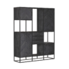 STF-8516_2 Vakkenkast New York XXL Zwart Mangohout 200 cm - Image 3