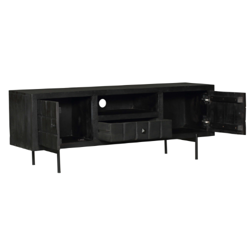 Tv meubel Brandy Zwart Mangohout 150 cm - Image 5