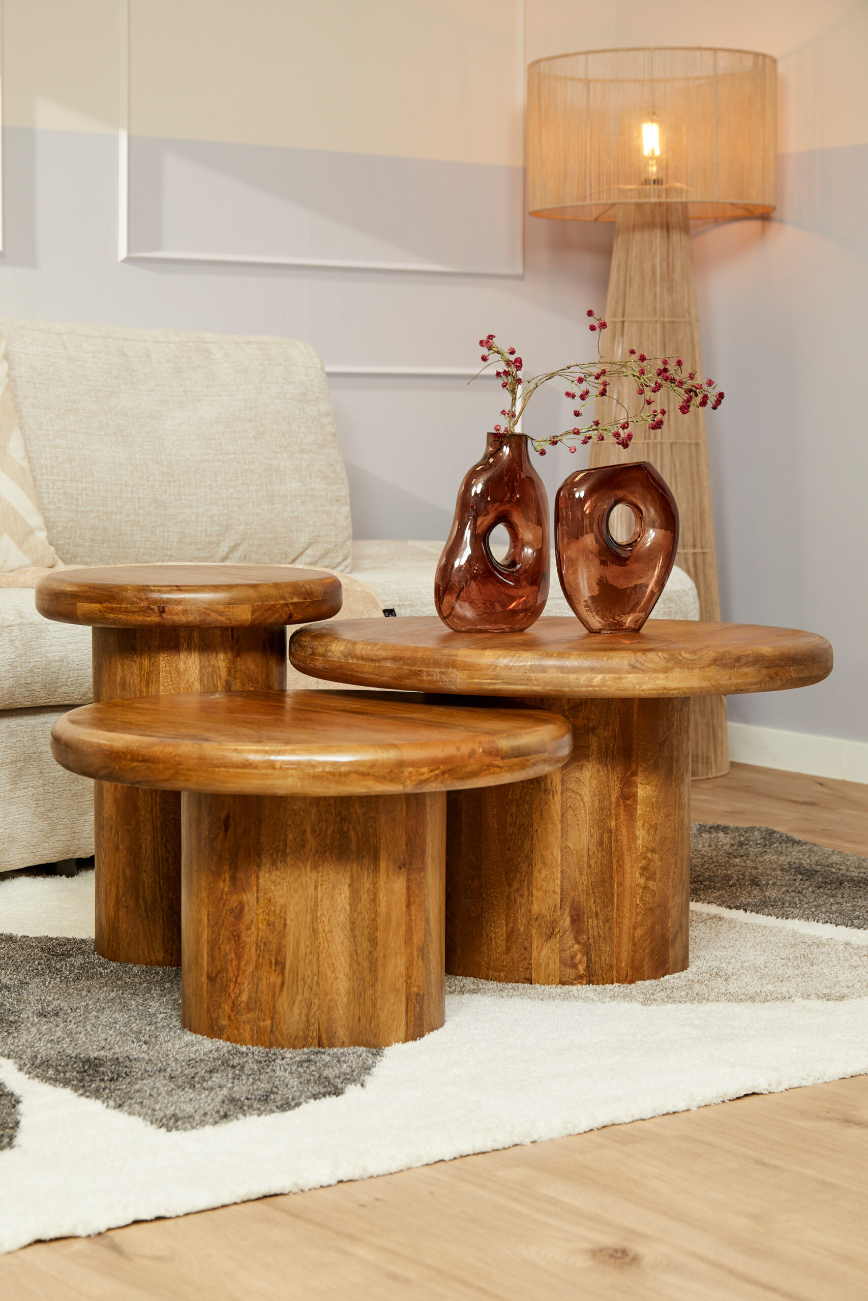 Salontafel set Maya Naturel Mangohout 70 cm - Image 2
