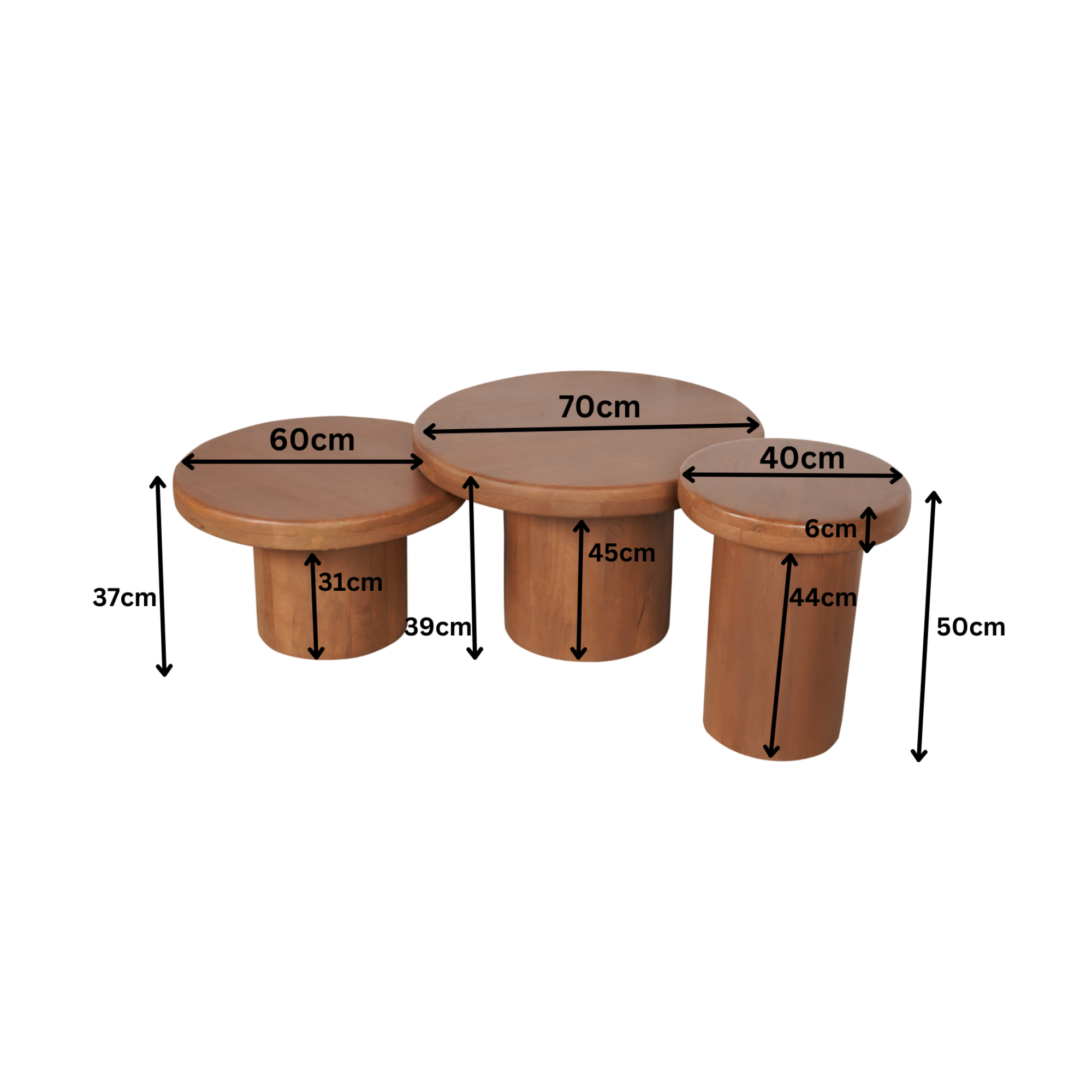 Salontafel set Maya Naturel Mangohout 70 cm - Image 9