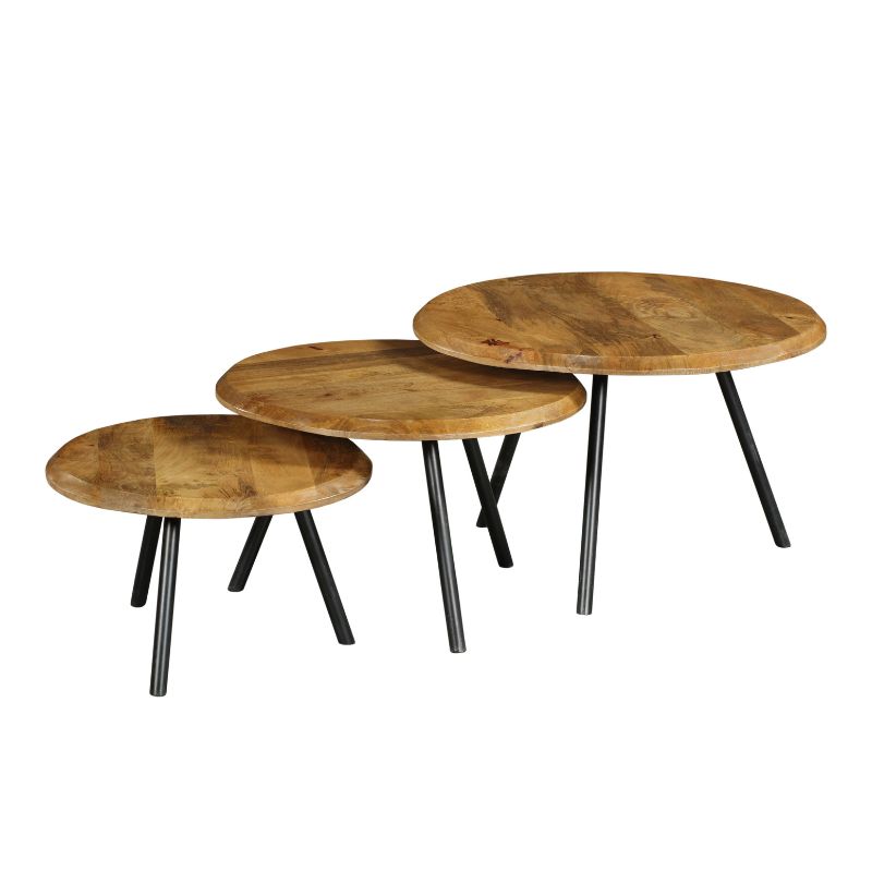 Ronde salontafel set Ohio Naturel Mangohout 70 cm - Image 4