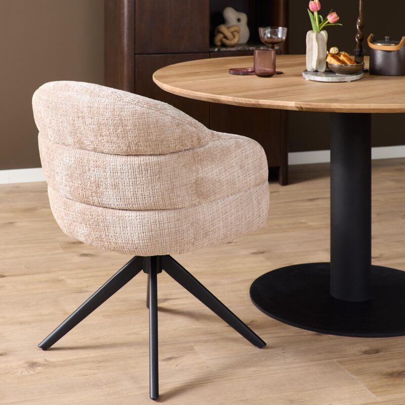 Draaibare eetkamerstoel Bella Beige Poot Zwart - Image 2