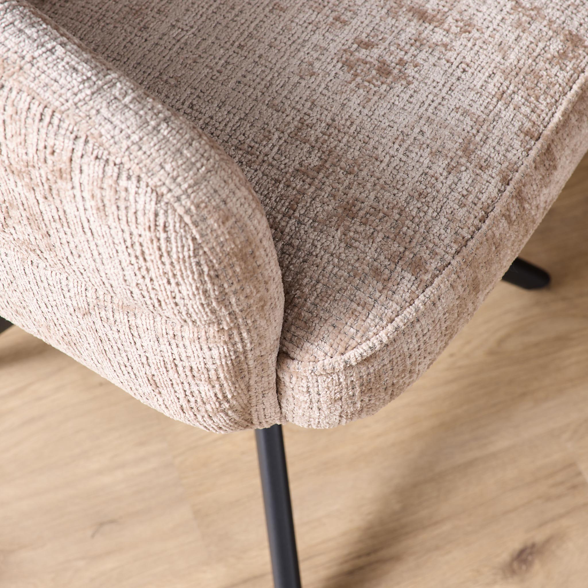 STF-9892_2 Draaibare eetkamerstoel Bella Beige Poot Zwart - Image 3