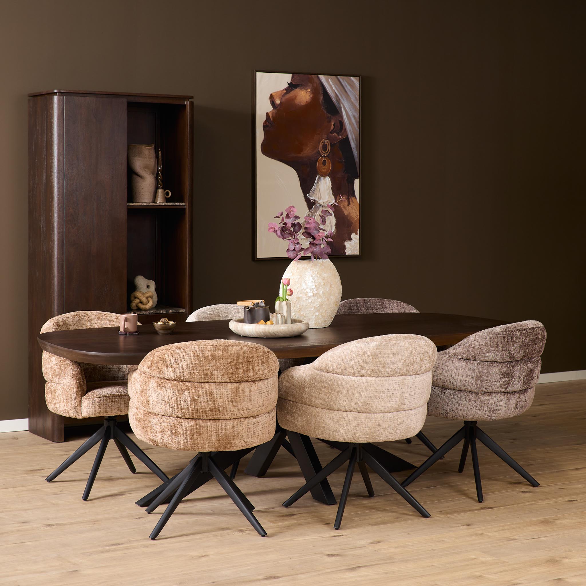 STF-9892_3 Draaibare eetkamerstoel Bella Beige Poot Zwart - Image 4