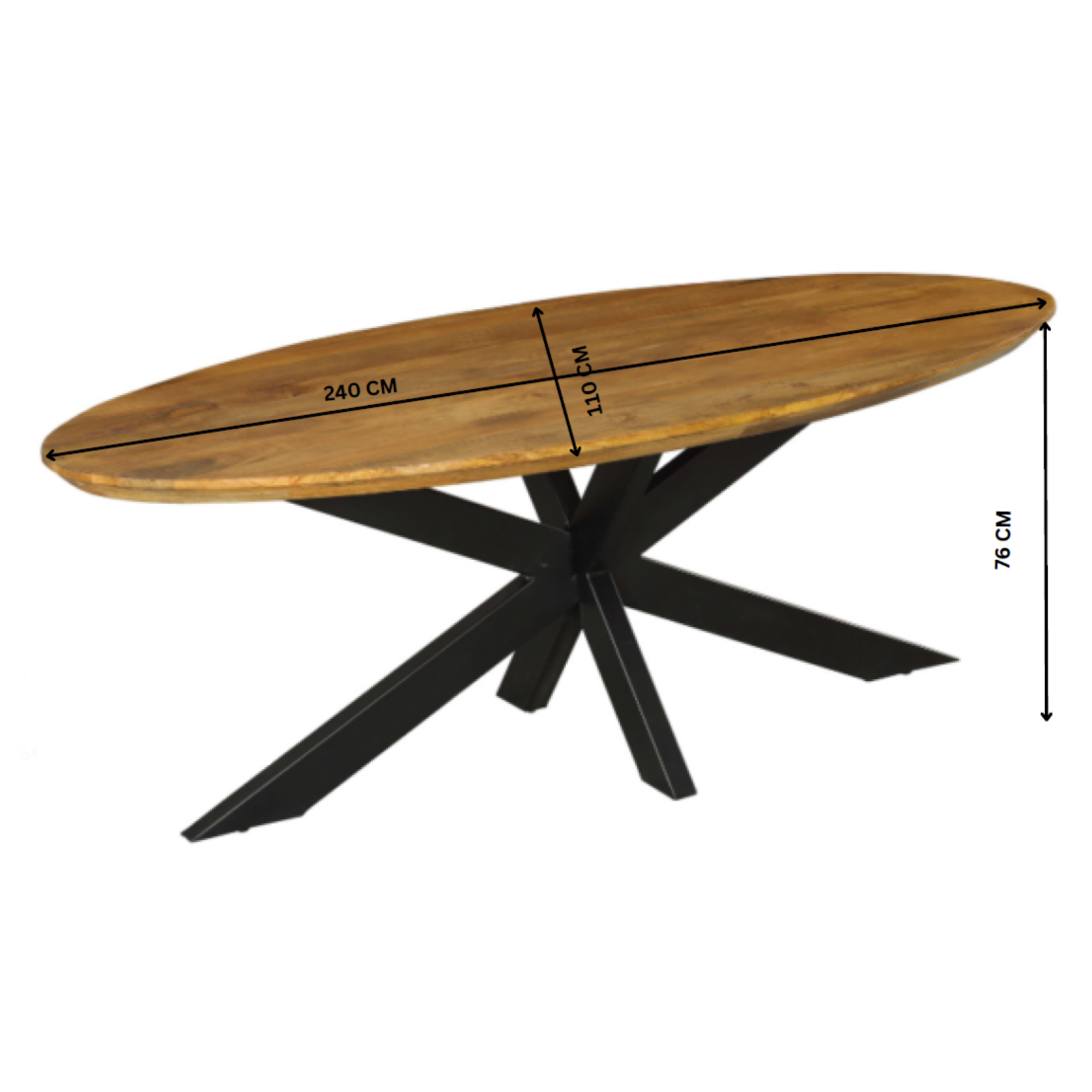 STF-13544_8 Ovale eettafel Brandy Naturel Mangohout 240 cm - Image 9