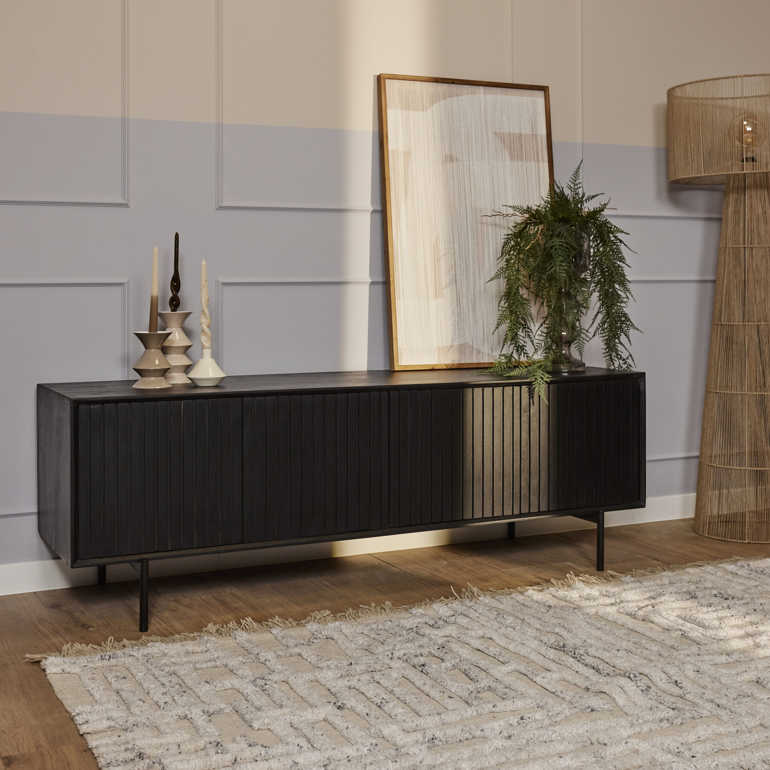 Tv meubel Madison Zwart Mangohout 165 cm - Image 1