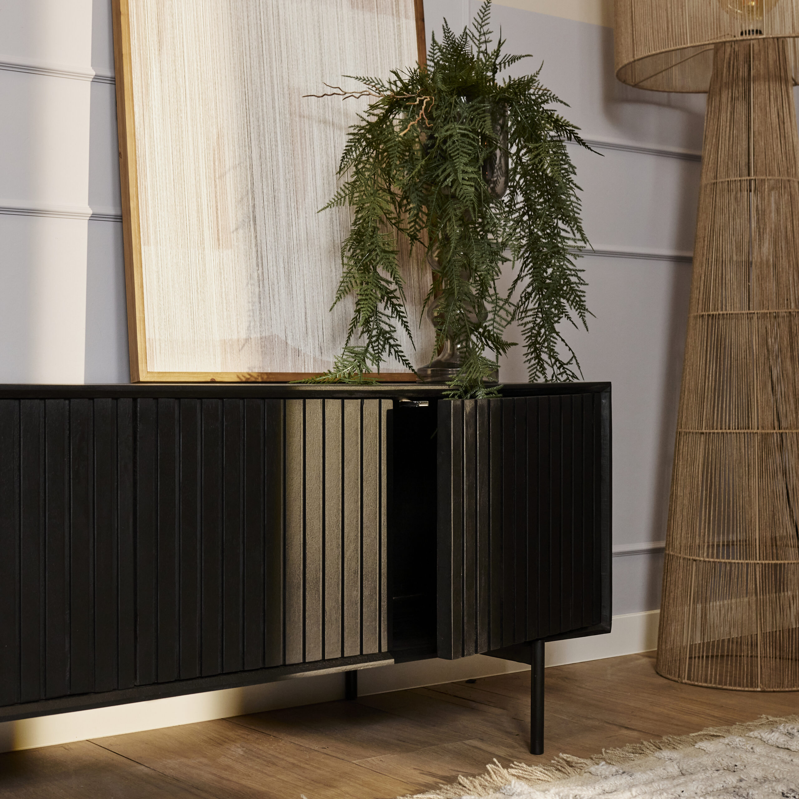 Tv meubel Madison Zwart Mangohout 165 cm - Image 5