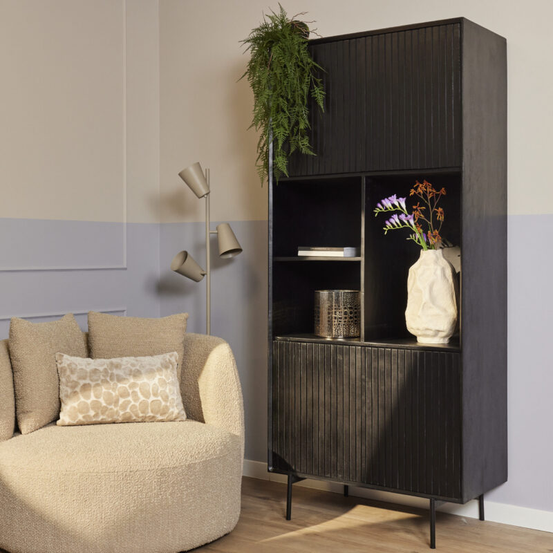 Vakkenkast Madison Zwart Mangohout 90 cm - Image 1