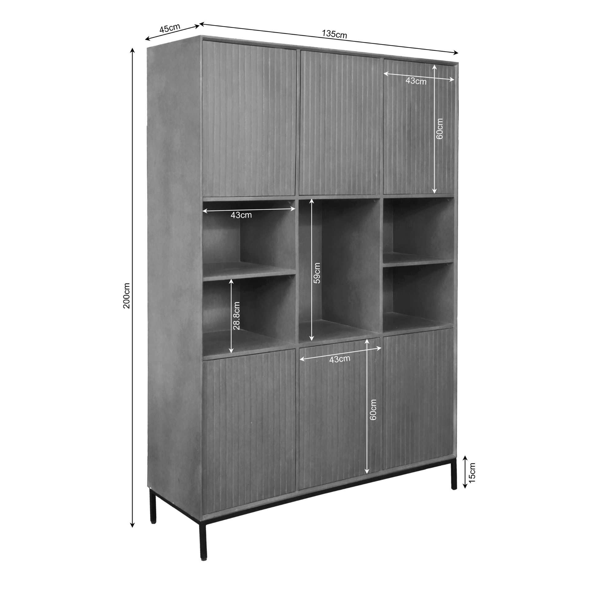 Vakkenkast Madison XXL Zwart Mangohout 135 cm - Image 4