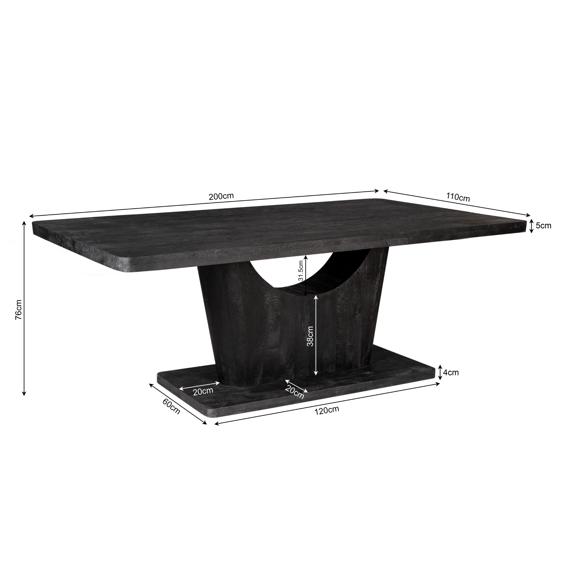 Eettafel Voco Zwart Mangohout 200 cm - Image 5