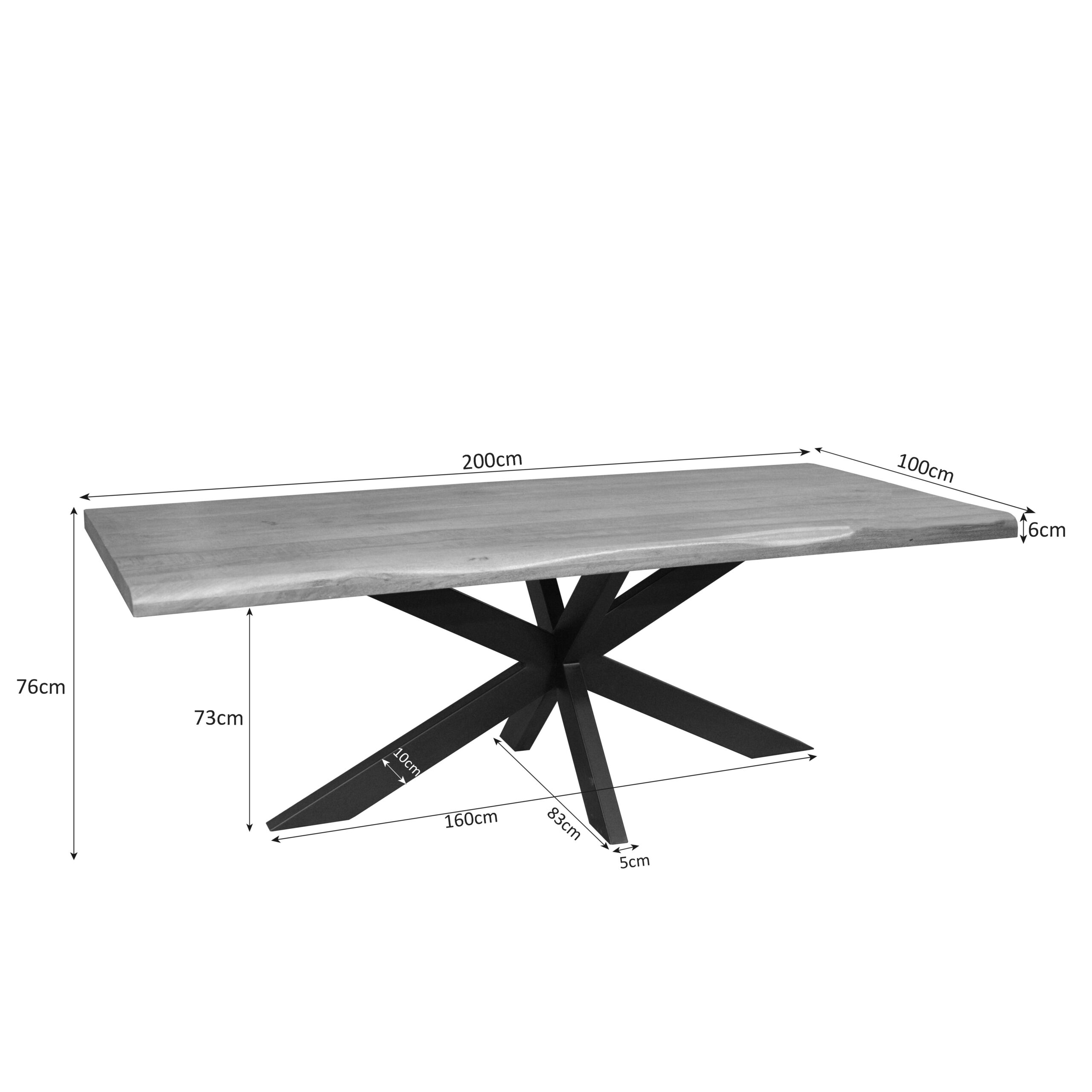 Boomstamtafel Dakota Naturel Mangohout 200 cm - Image 4