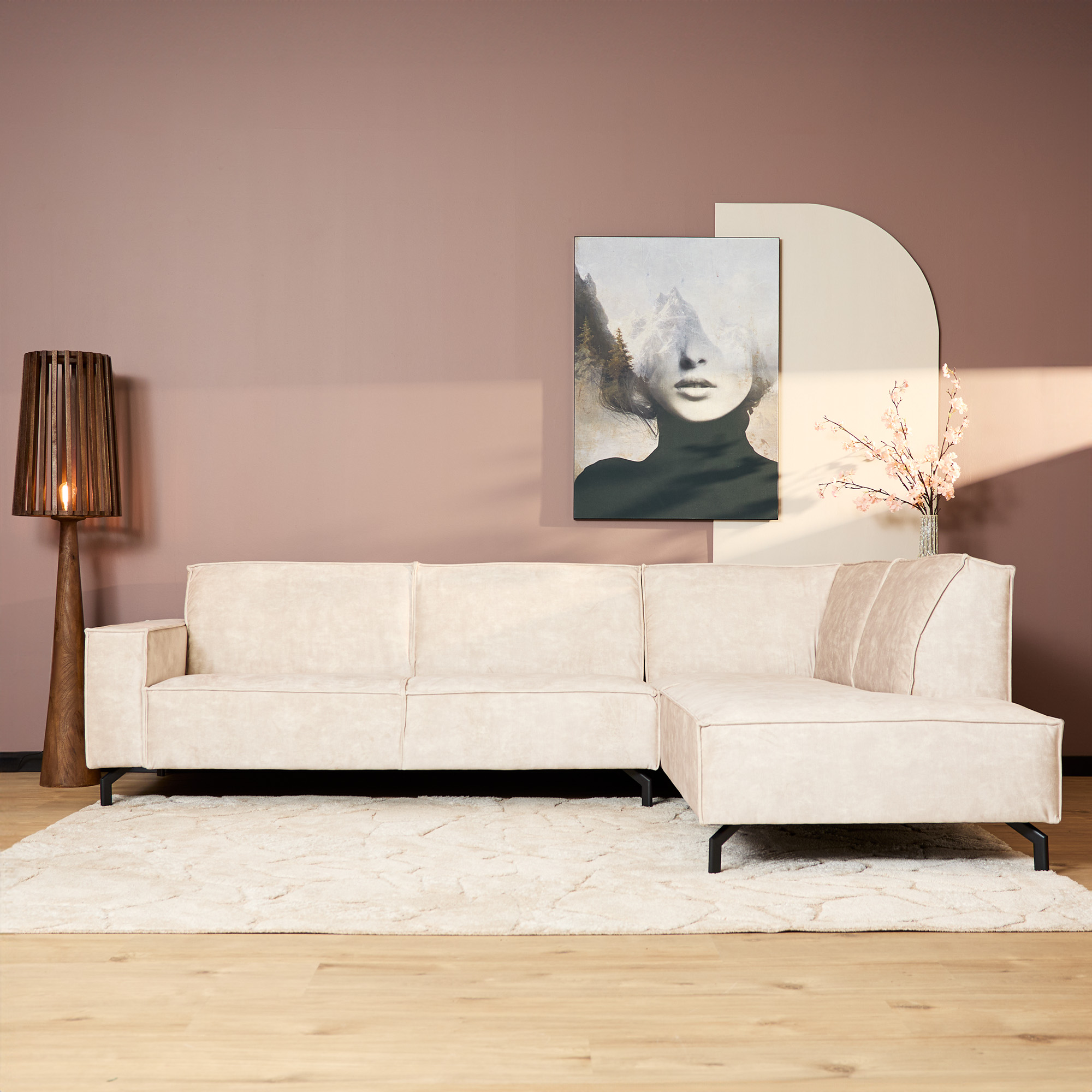 MySofa Floris Hoekbank Velvet Beige 2,5 zits+Divan Rechts - Image 3