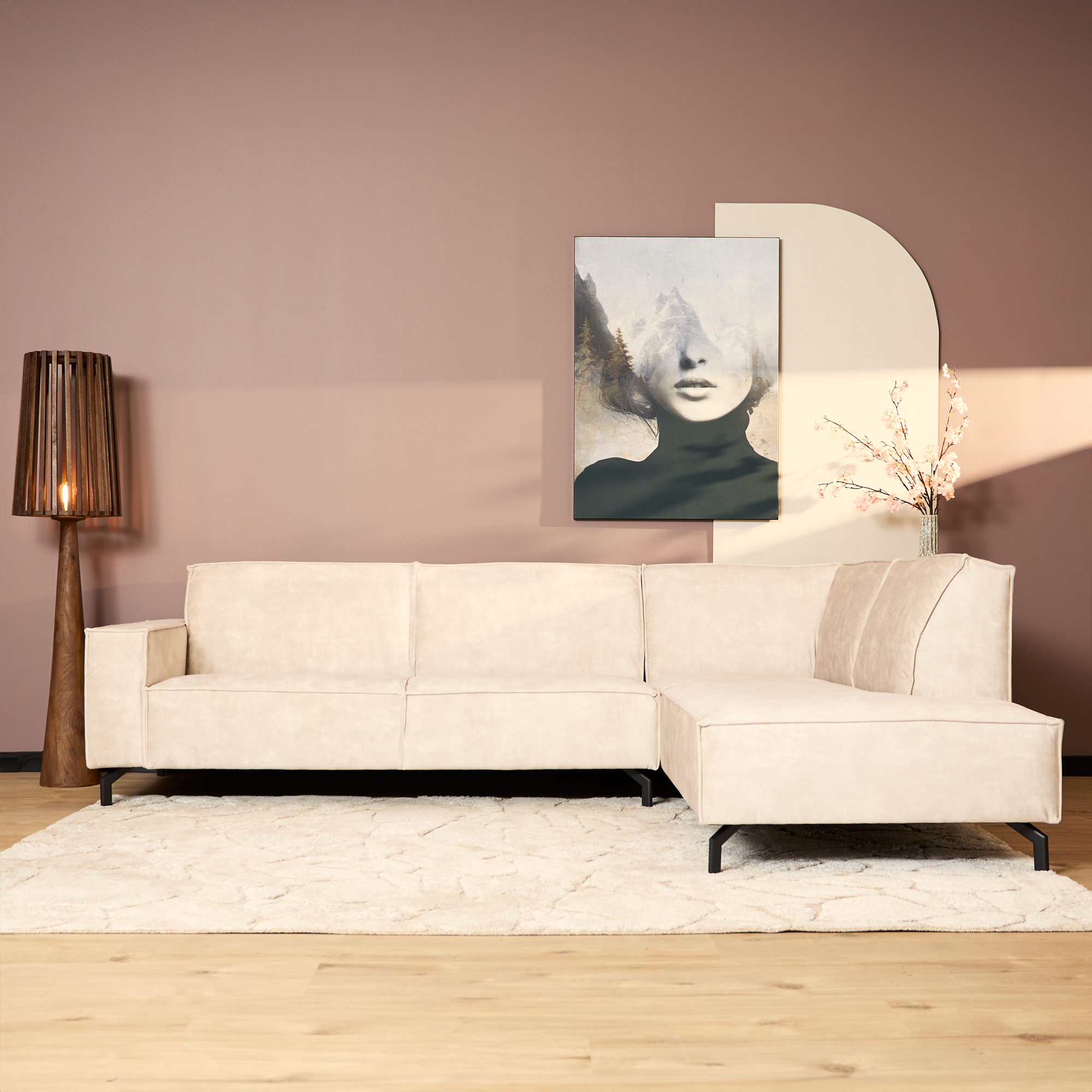 MySofa Floris Hoekbank Velvet Beige 2,5 zits+Divan Rechts - Image 11