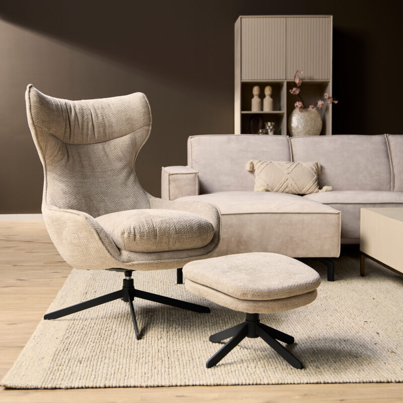 Draaibare fauteuil Olivia Taupe - Image 1