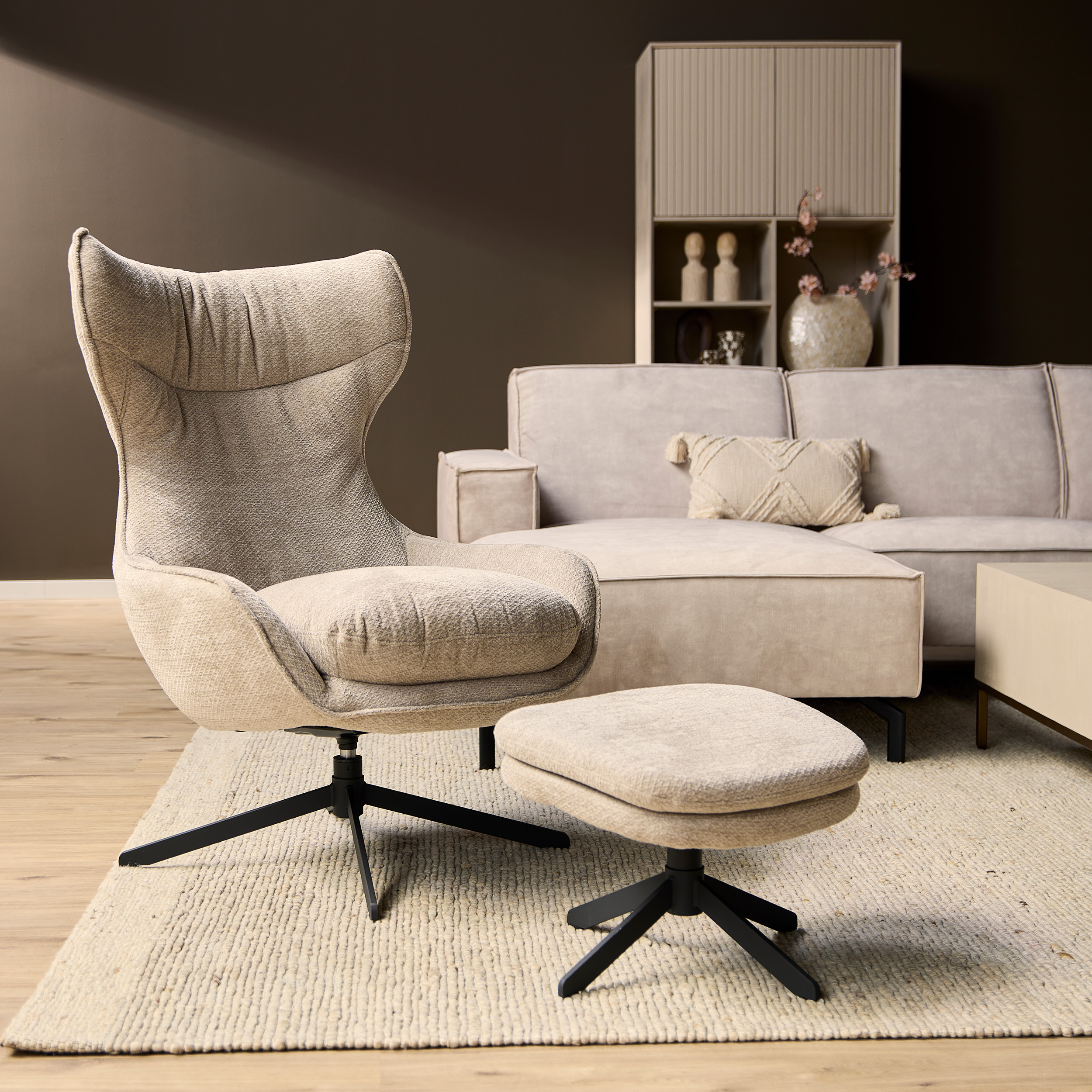 Draaibare fauteuil Olivia Taupe - Image 1