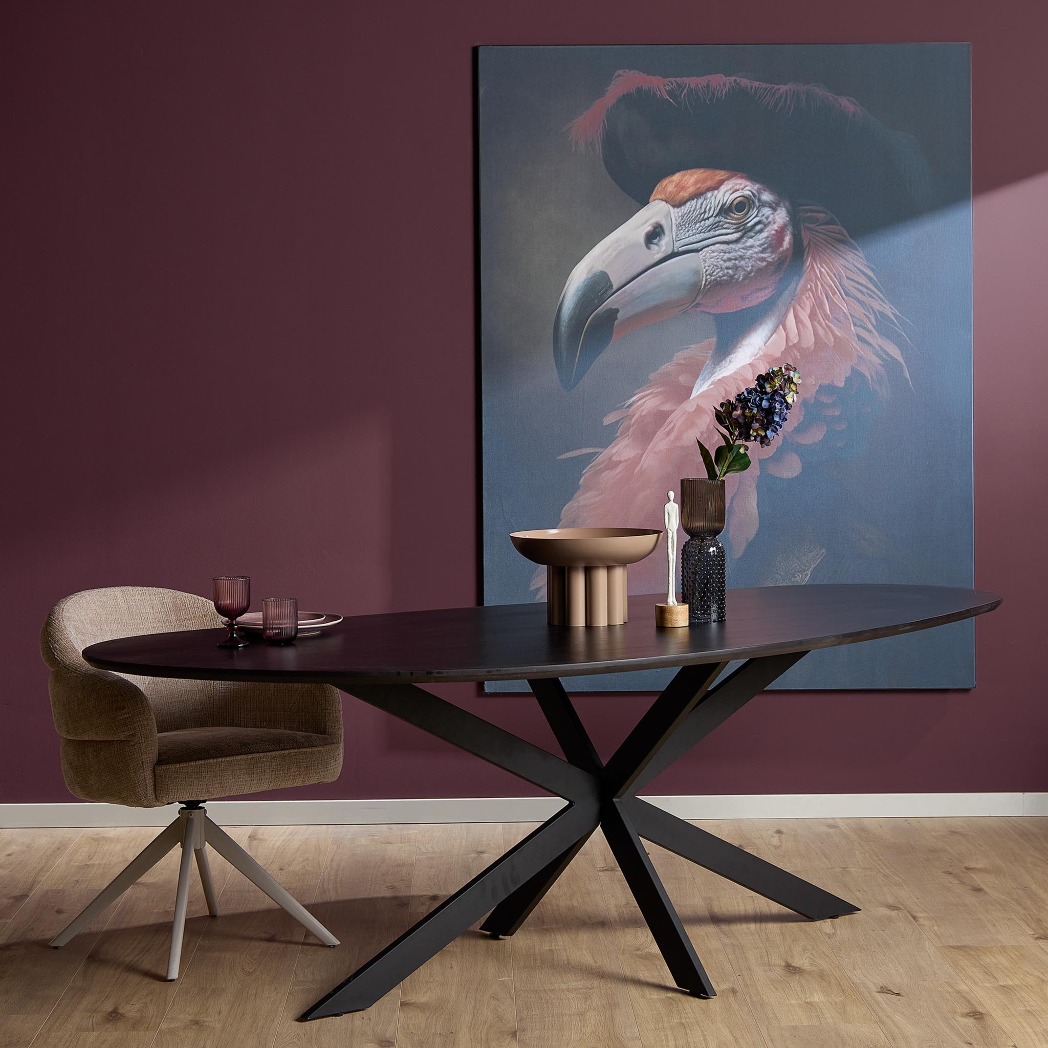 STF-1058_0 Organische eettafel Cloud Zwart Eikenhout 240 cm - Image 1