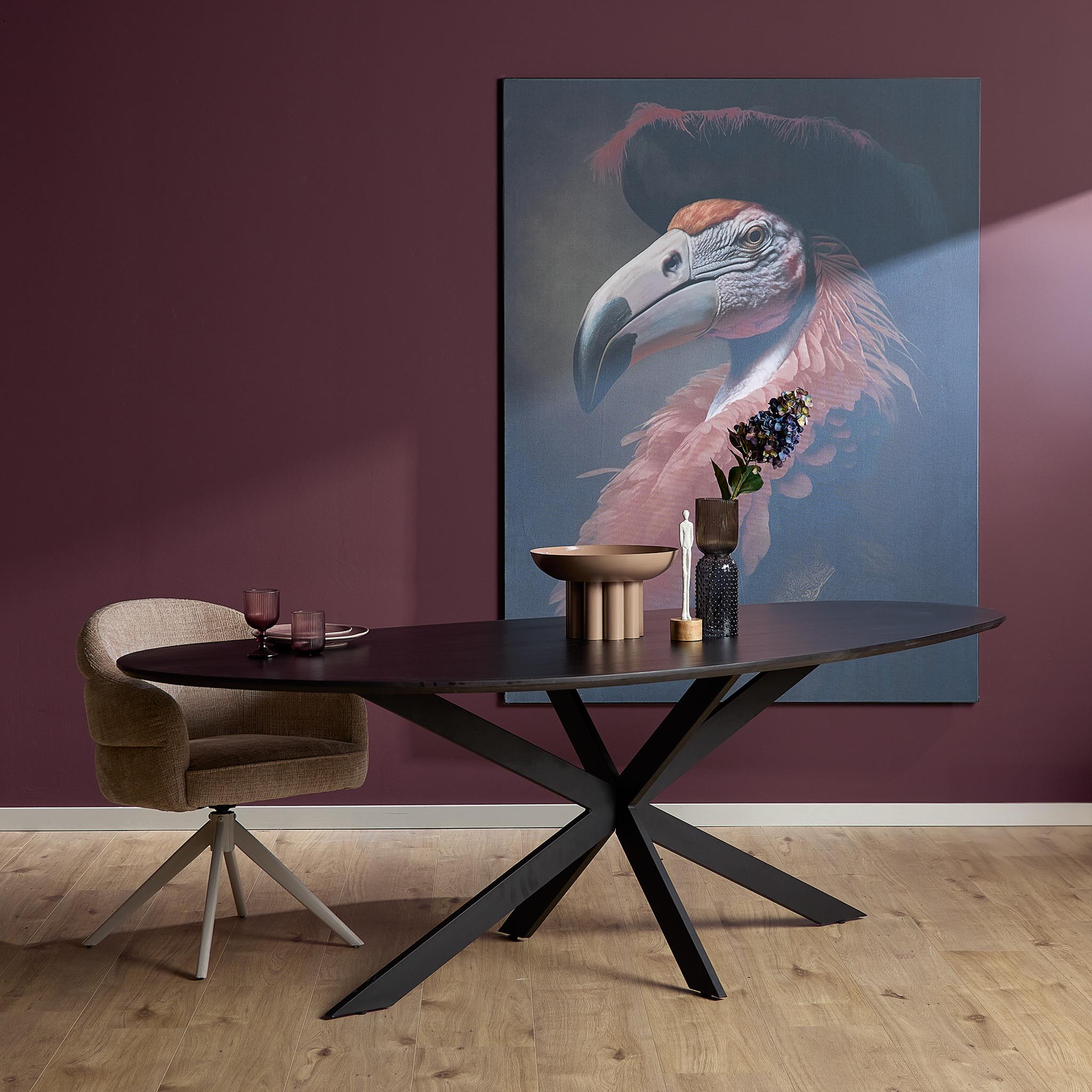 STF-1058_3 Organische eettafel Cloud Zwart Eikenhout 240 cm - Image 4