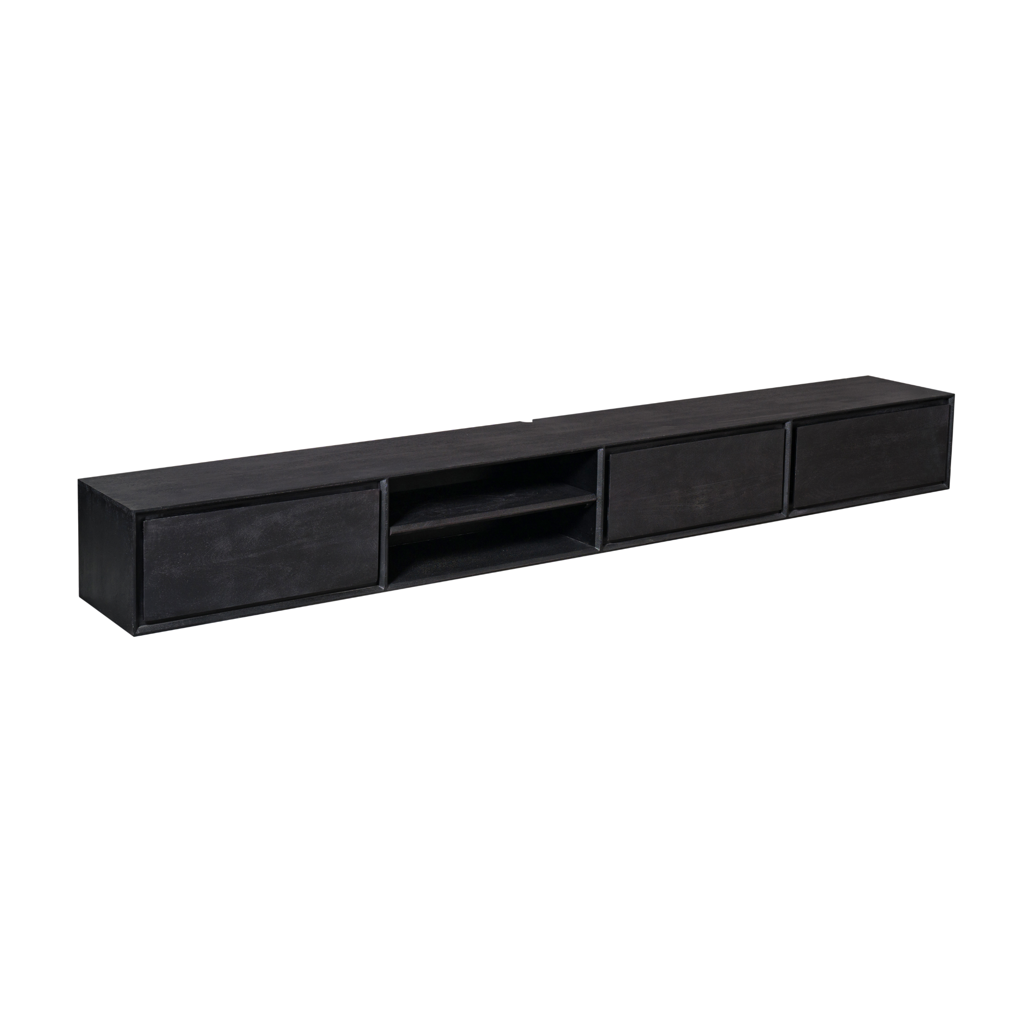 STF-1610_6 Zwevend tv meubel Ambiance Zwart Mangohout 280 cm - Image 7