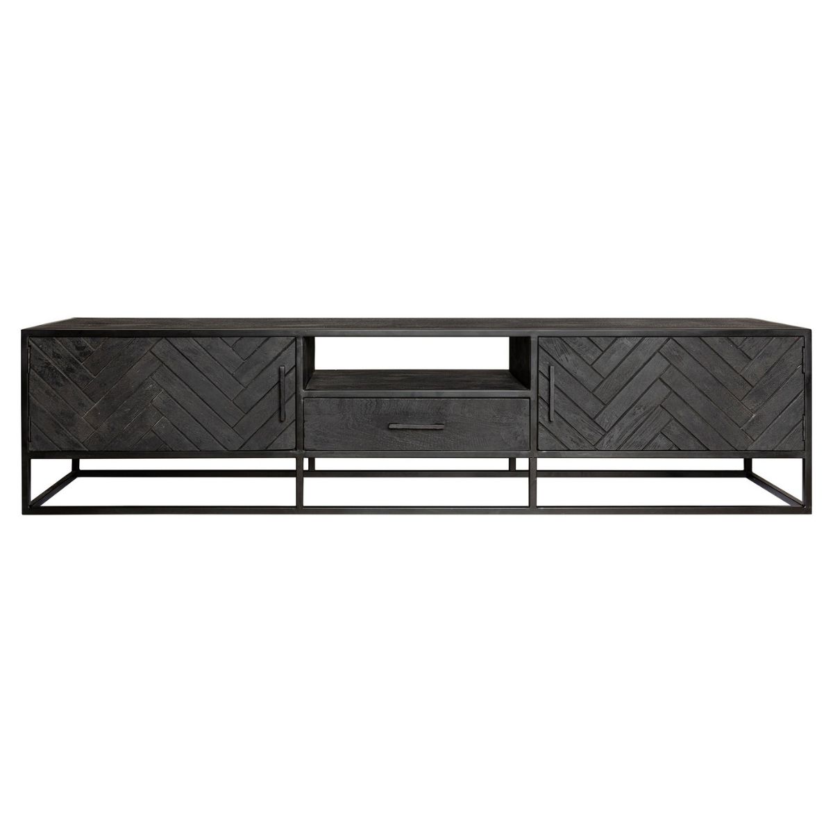 STF-8507_1 Tv meubel New York Zwart Mangohout 210 cm - Image 2