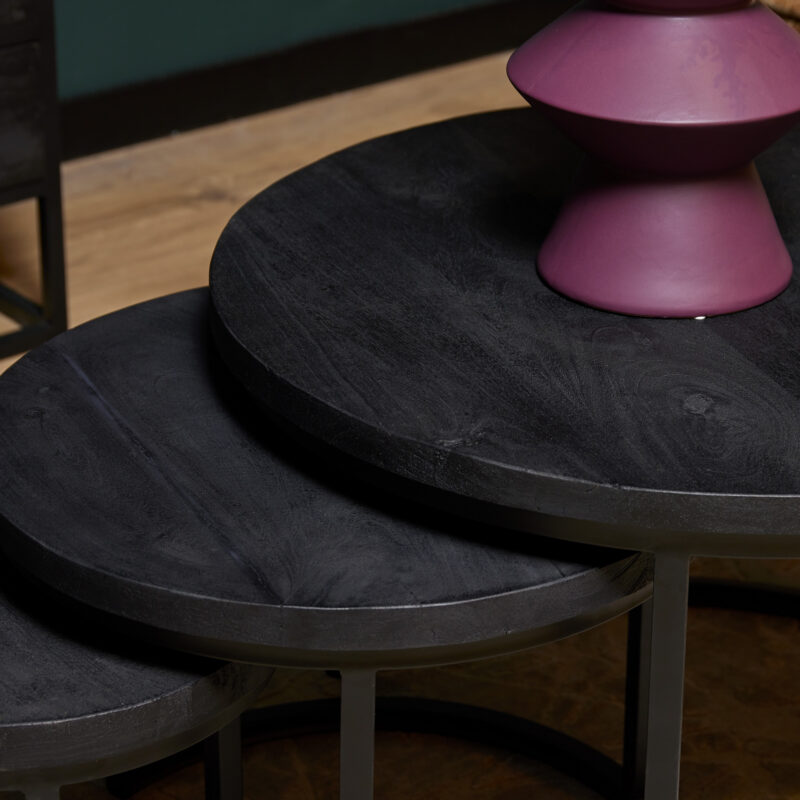 Salontafel set Triole Zwart Mangohout 70 cm - Image 2