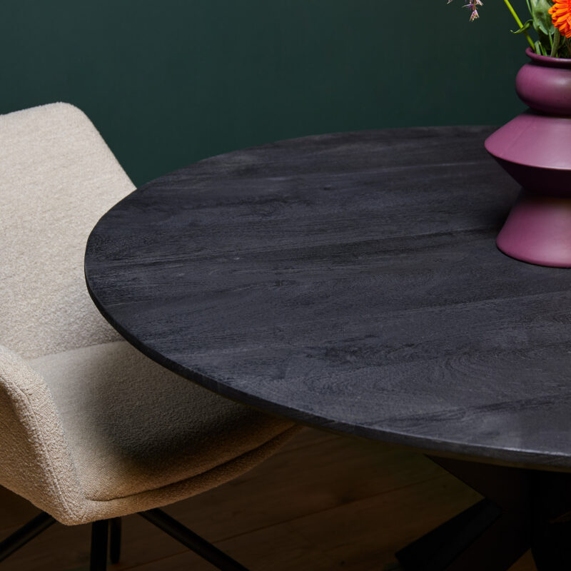 Ronde eettafel New York Zwart Mangohout 140 cm - Image 2