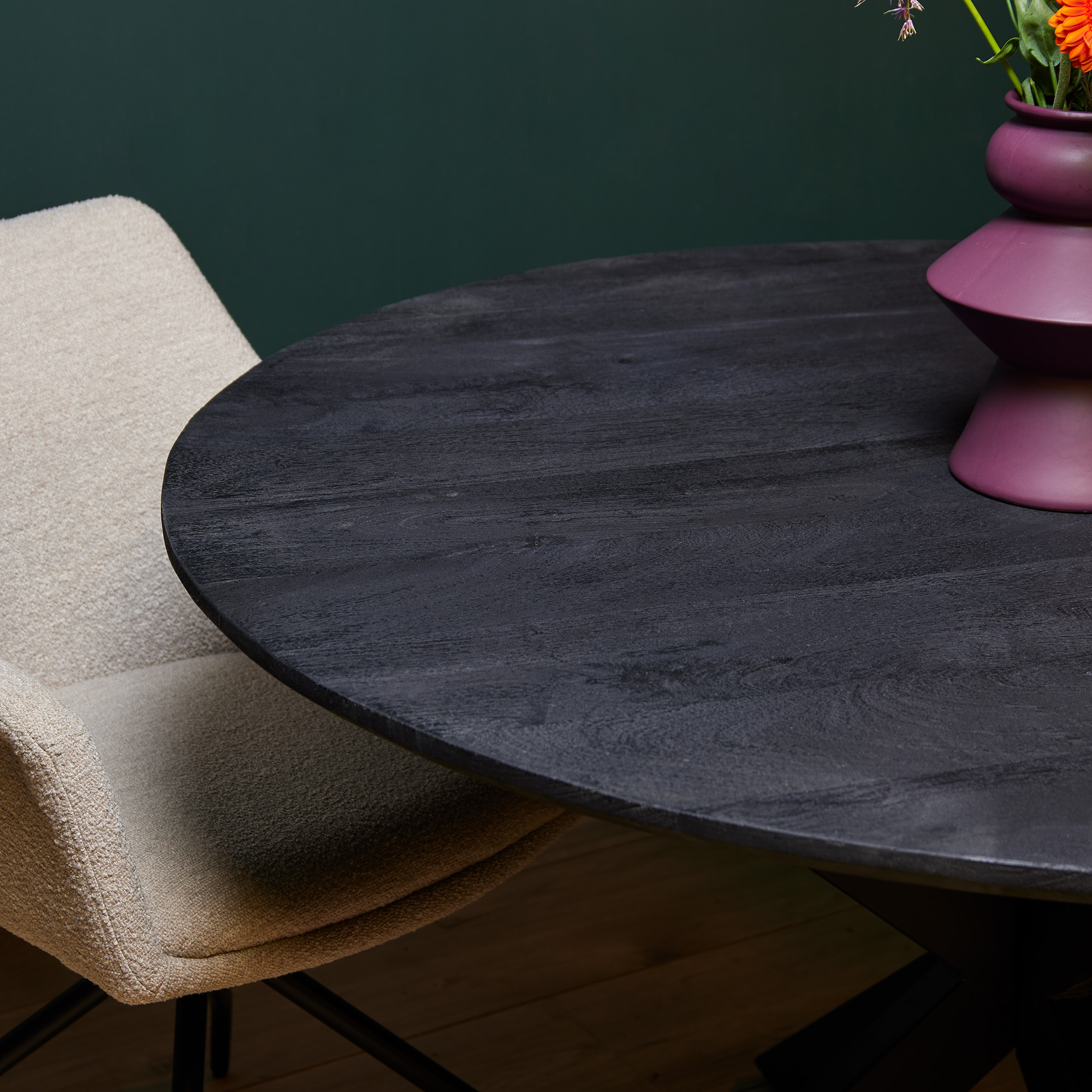STF-7178_1 Ronde eettafel New York Zwart Mangohout 140 cm - Image 2