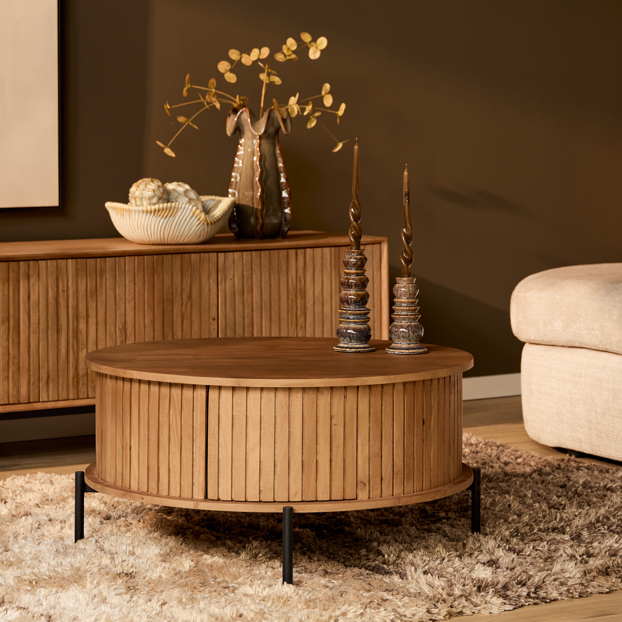 Ronde salontafel Madison Naturel Mangohout 80 cm - Image 1