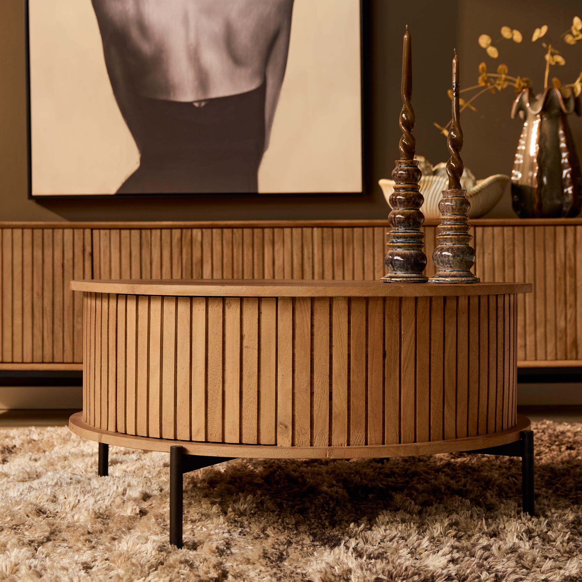 Ronde salontafel Madison Naturel Mangohout 80 cm - Image 2