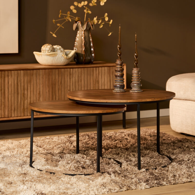 Salontafel set Madison Naturel Mangohout 70 cm - Image 1