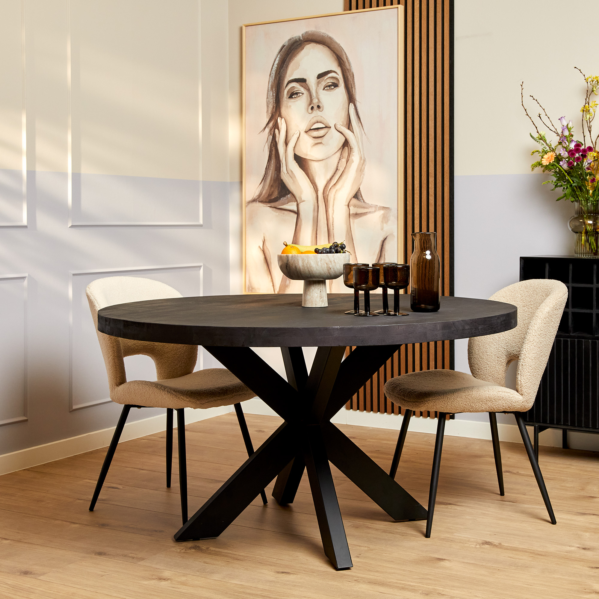 Ronde eettafel Denver Zwart Mangohout 150 cm - Image 1