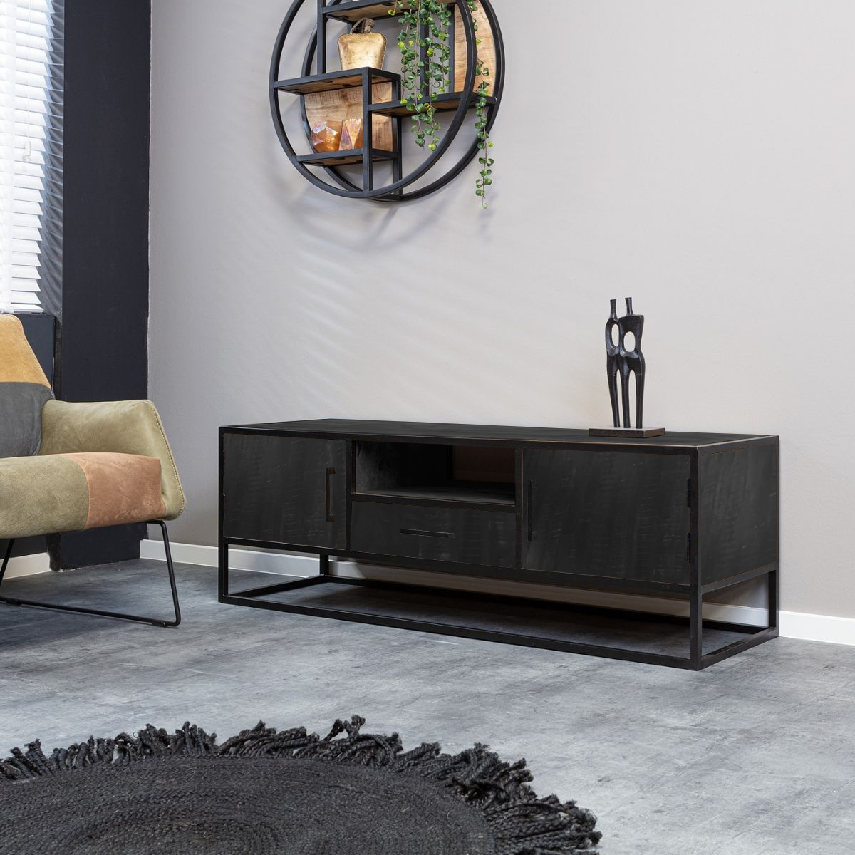 Tv meubel Denver Zwart Mangohout 145 cm - Image 4