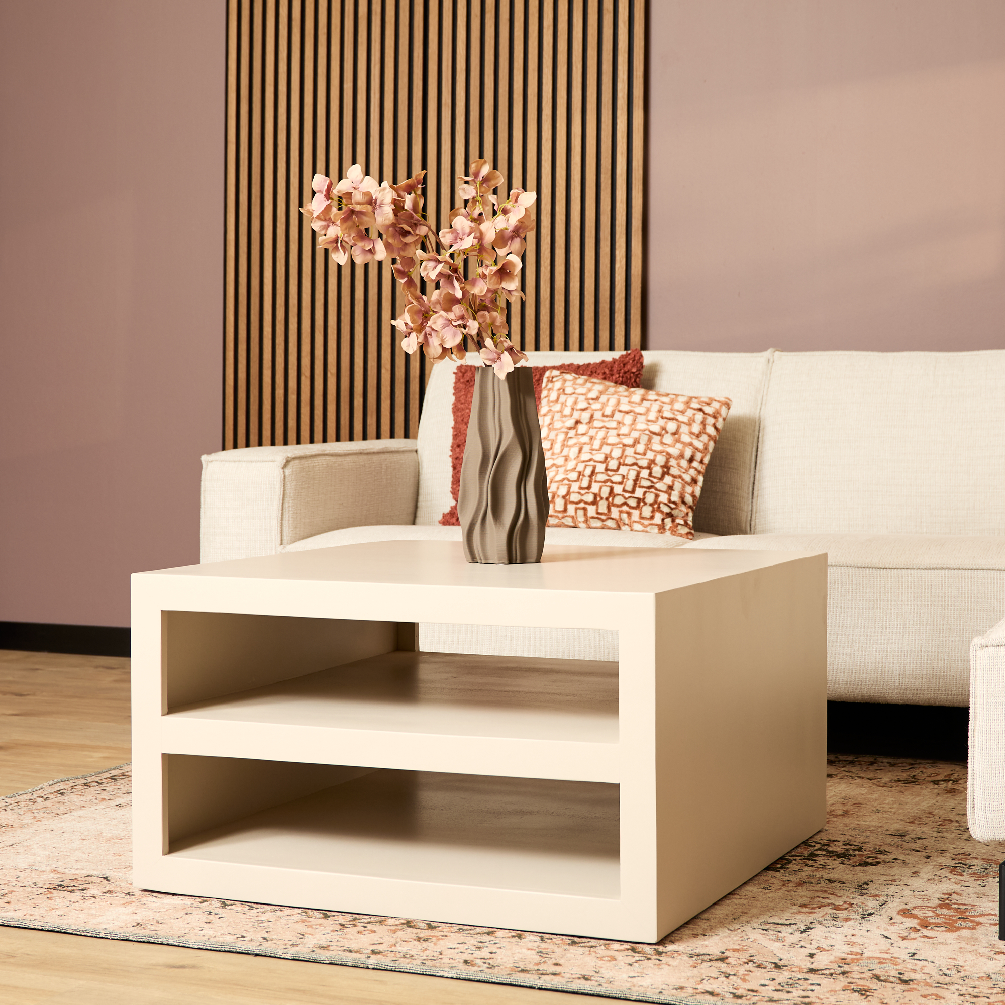 Vierkante salontafel Brussel Zand Mangohout 80 cm - Image 1