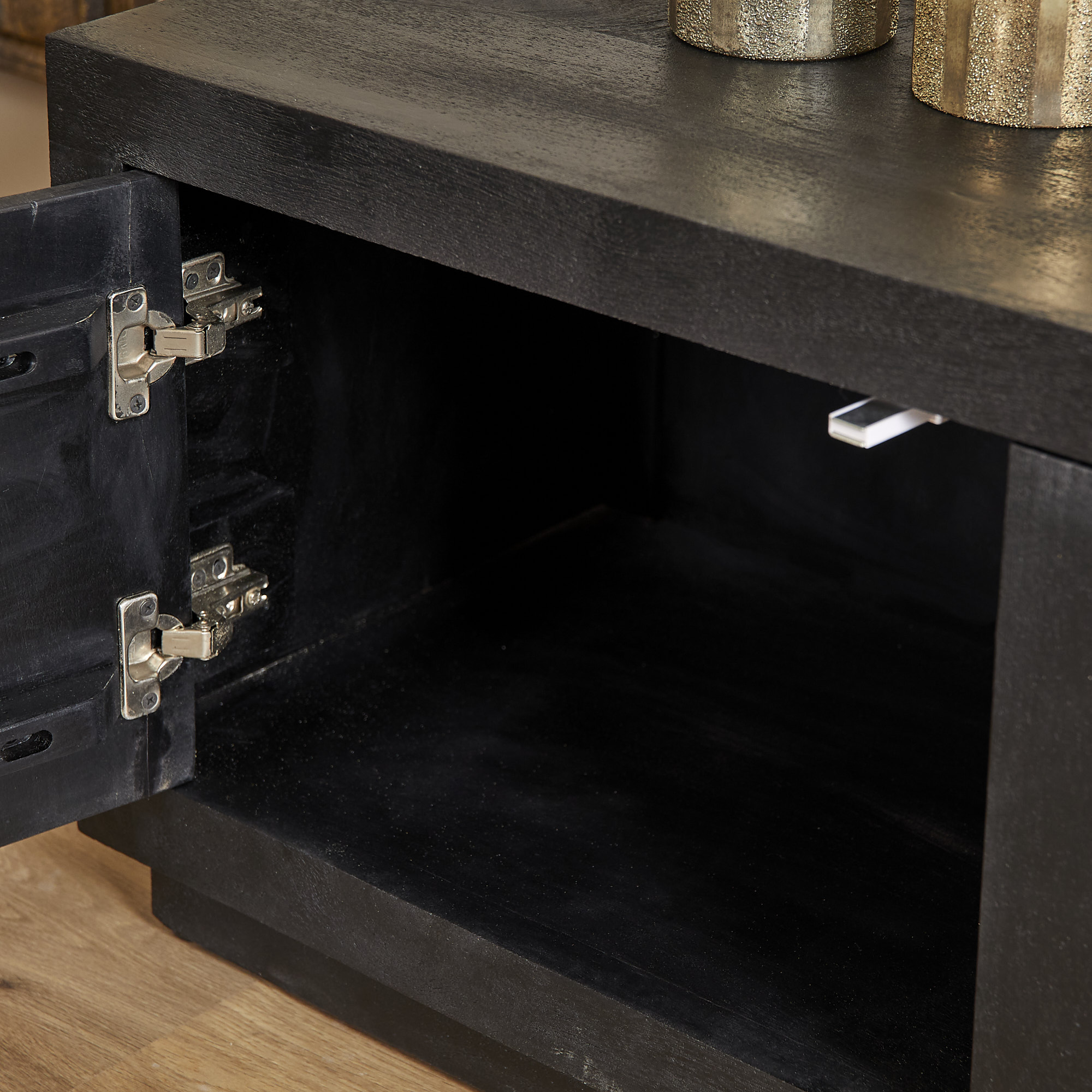 Tv meubel Brussel Zwart Mangohout 150 cm - Image 5