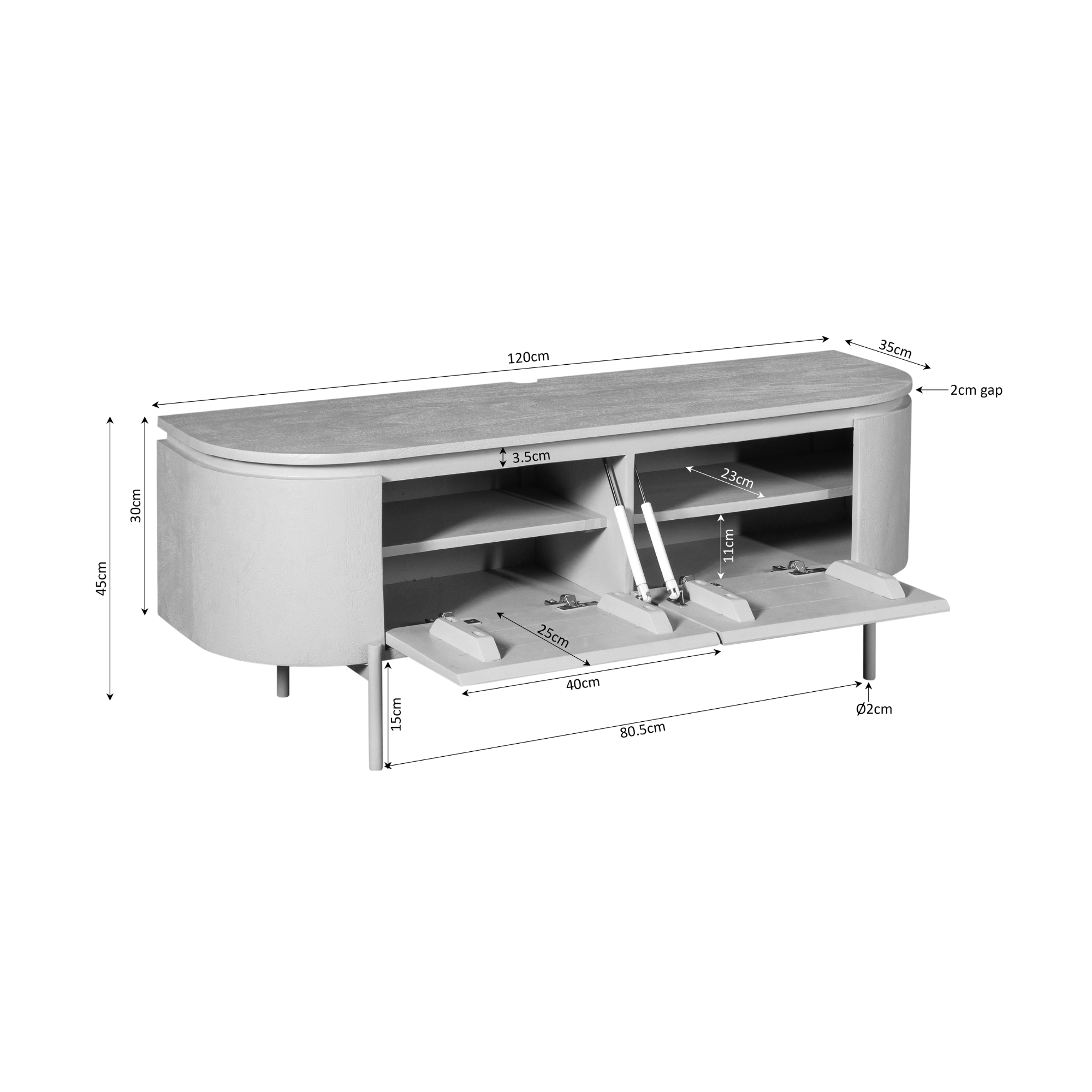 Tv meubel Excellent Zand Mangohout 120 cm - Image 12