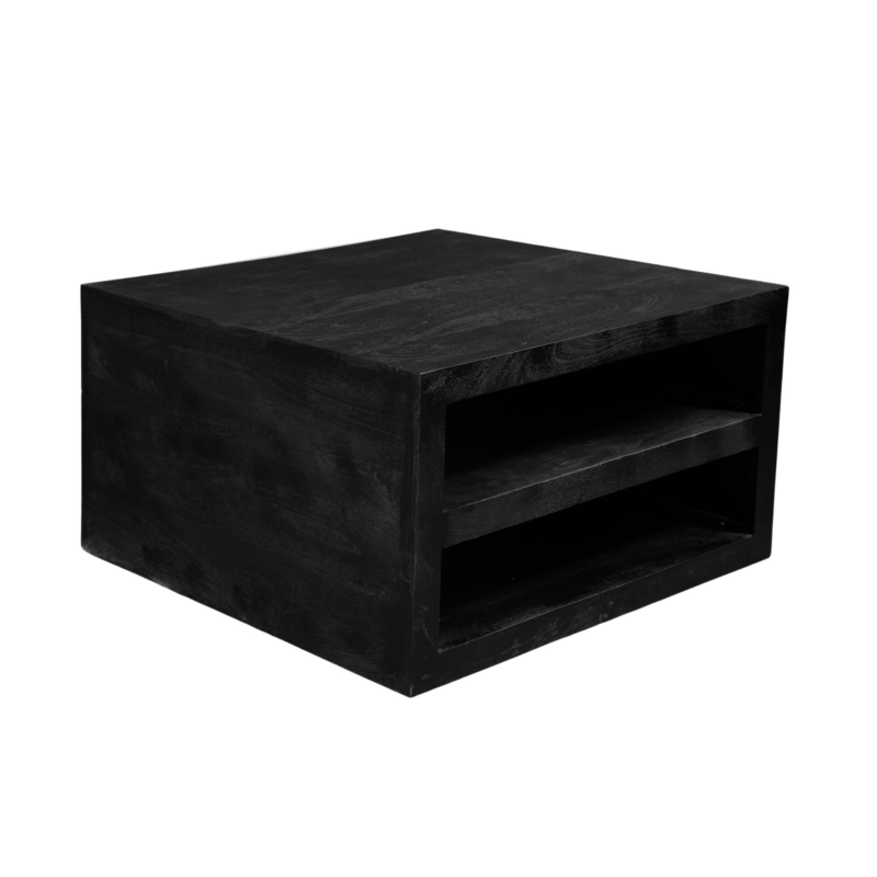 Vierkante salontafel Brussel Zwart Mangohout 80 cm - Image 2