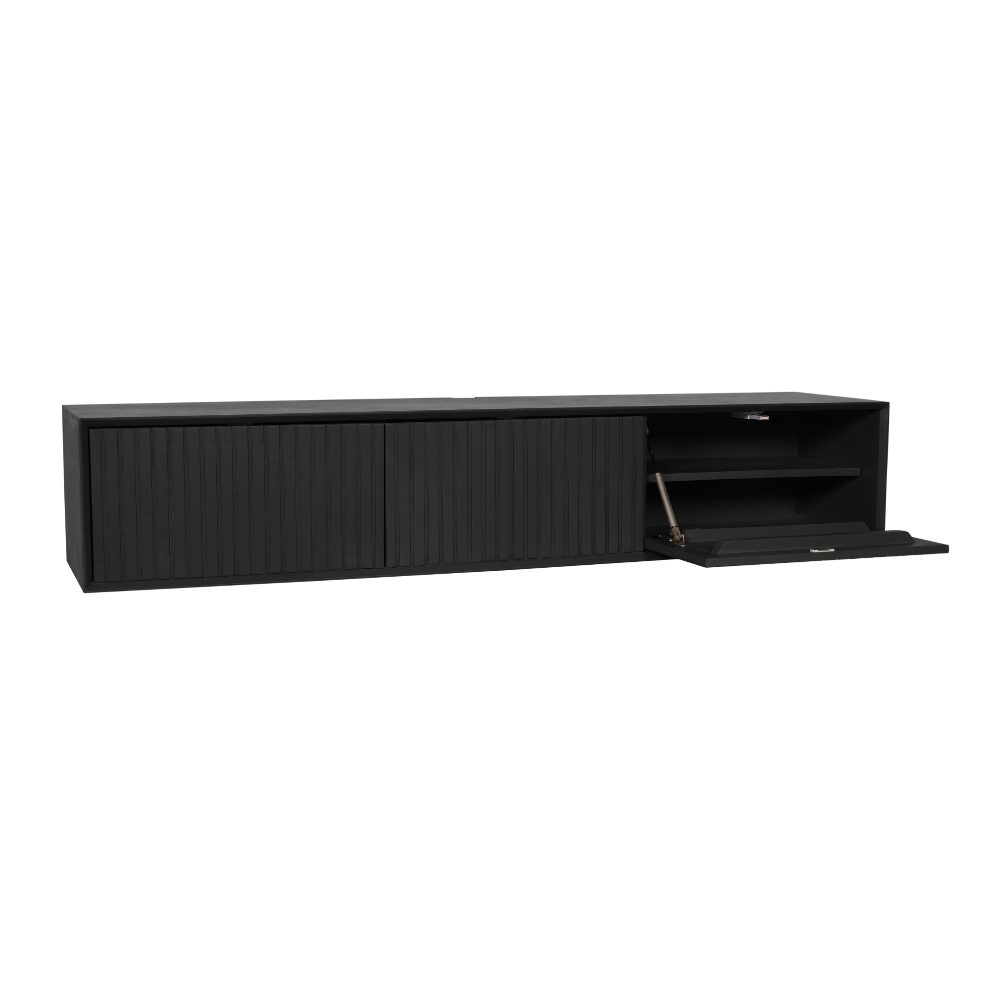 Zwevend tv meubel Madison Zwart Mangohout 160 cm - Image 7