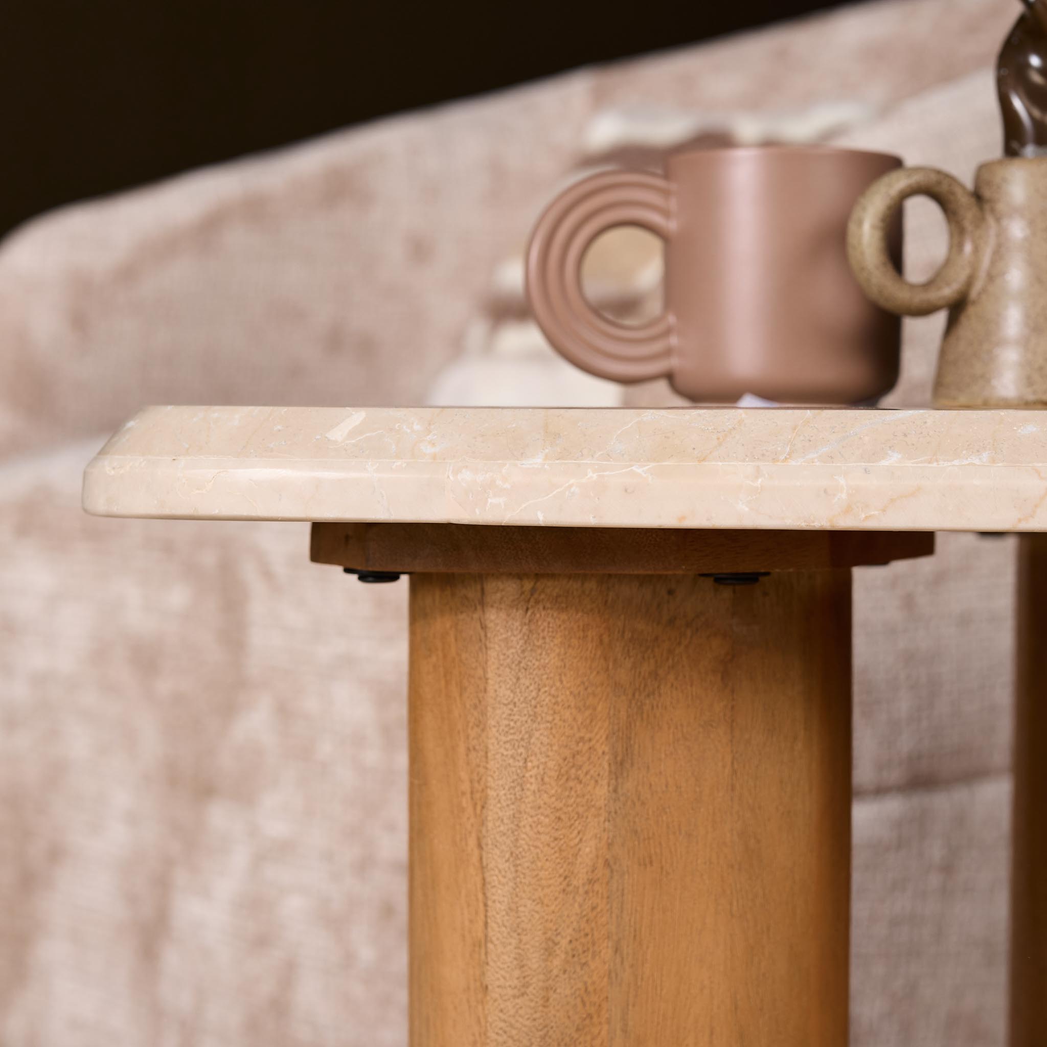 Bijzettafel Nuvé Naturel Botticino marmer 60 cm - Image 2