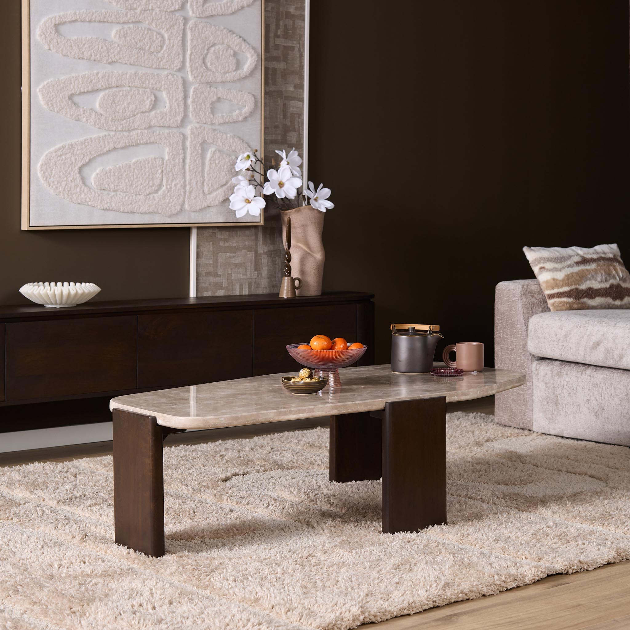 STF-9625_0 Salontafel Silva Bruin Marmer 130 cm - Image 1