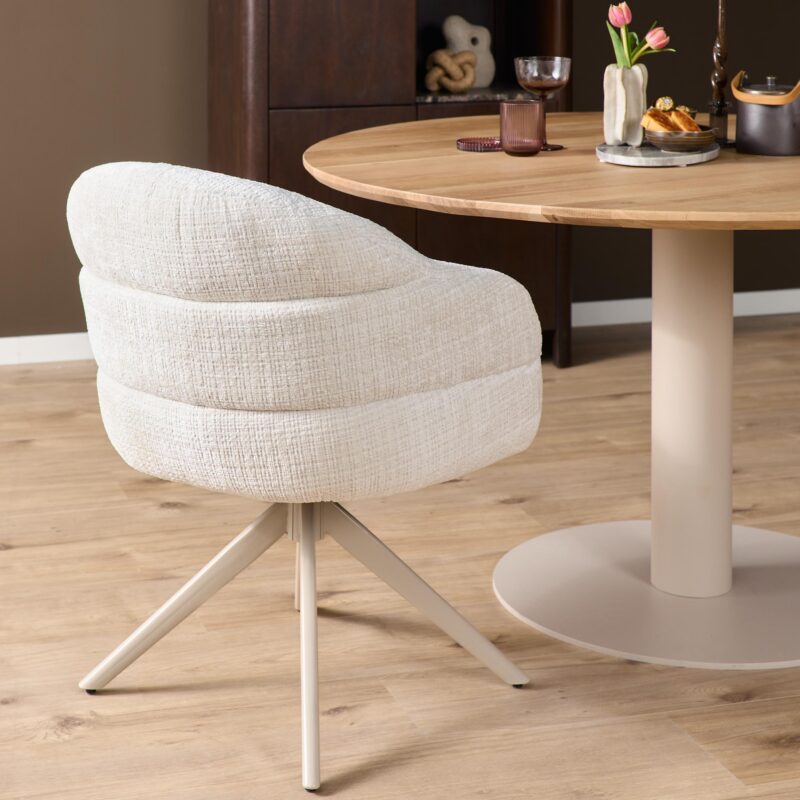 Draaibare eetkamerstoel Bella Off White Poot Zand - Image 2