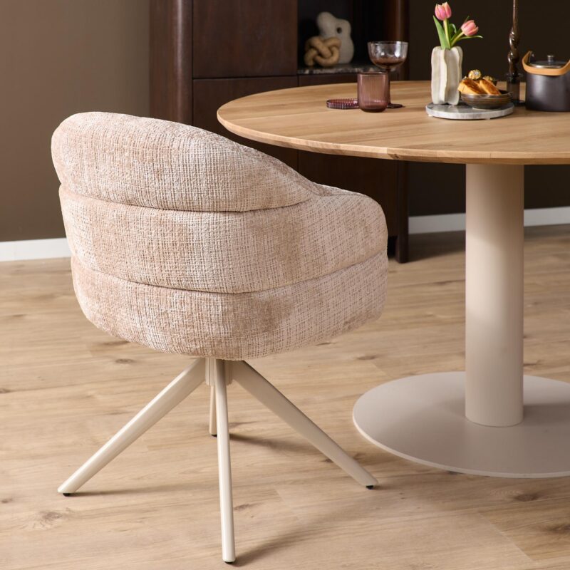 Draaibare eetkamerstoel Bella Beige Poot Zand - Image 2