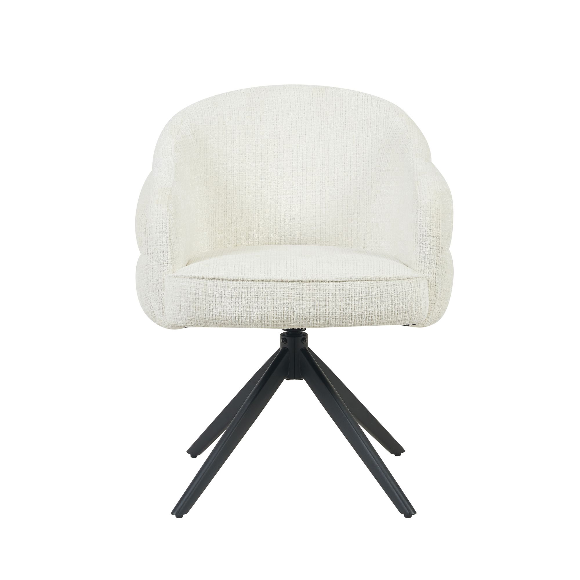 STF-9891_3 Draaibare eetkamerstoel Bella Off White Poot Zwart - Image 4