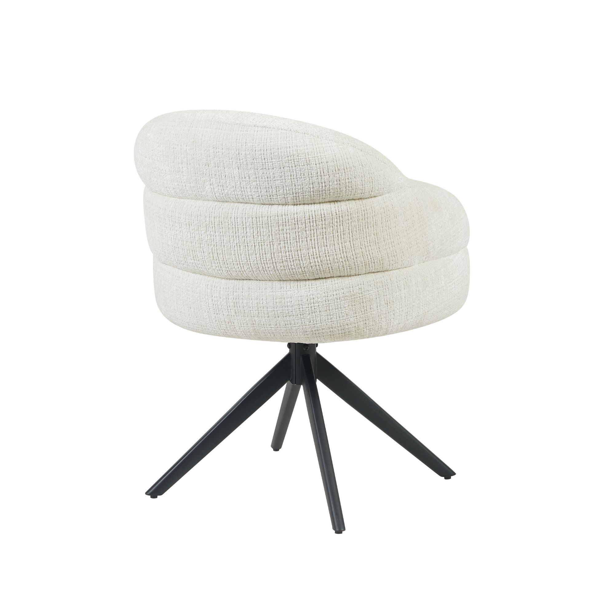 STF-9891_5 Draaibare eetkamerstoel Bella Off White Poot Zwart - Image 6