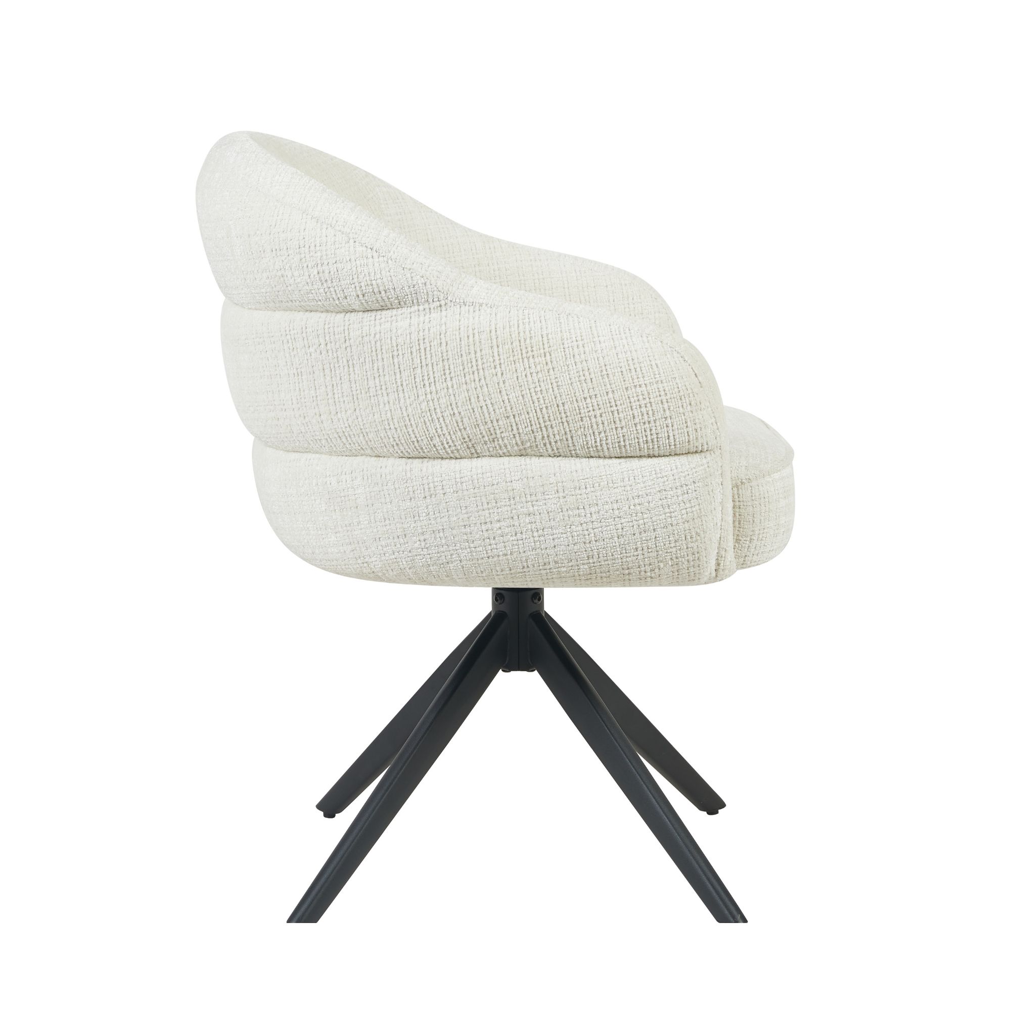 STF-9891_6 Draaibare eetkamerstoel Bella Off White Poot Zwart - Image 7