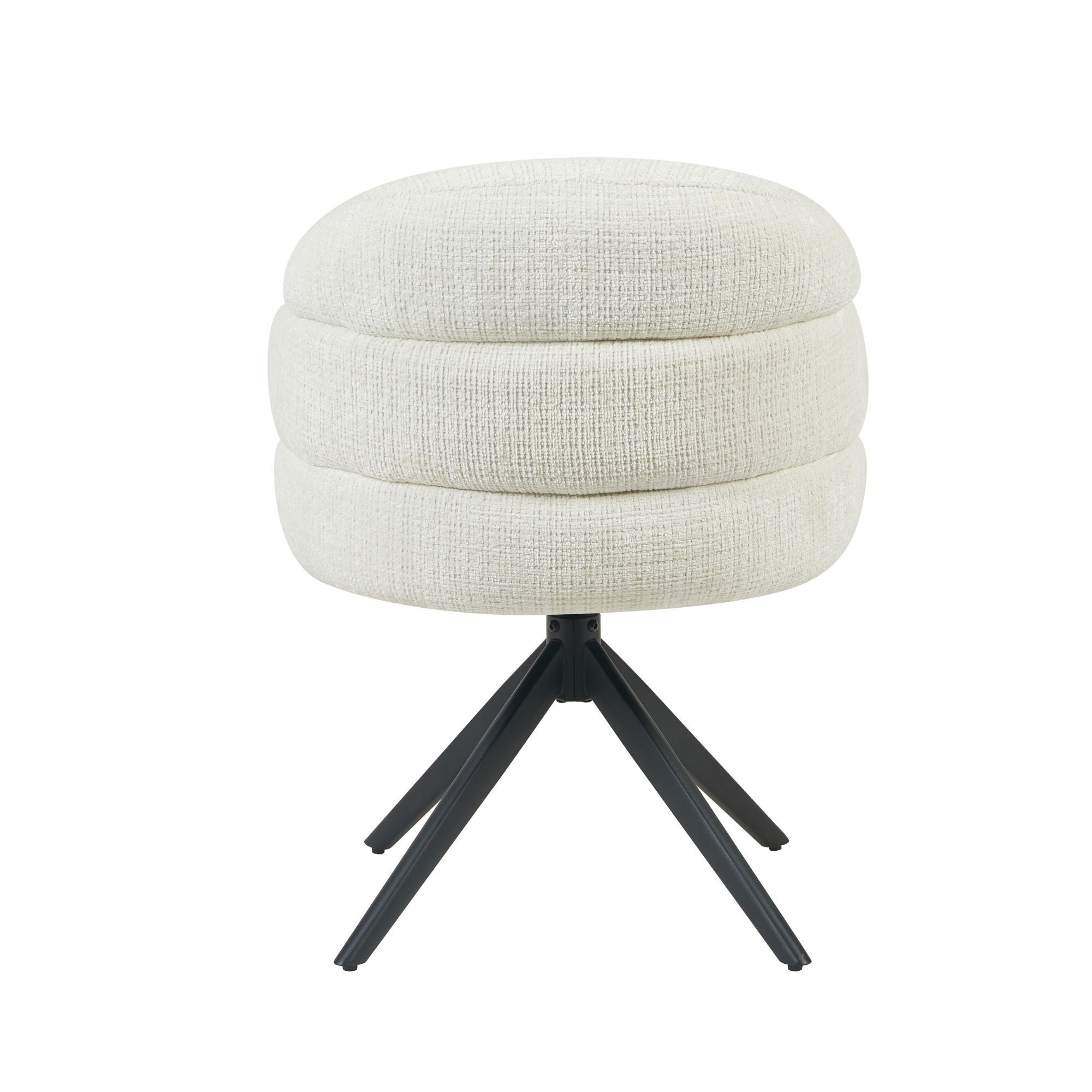 STF-9891_7 Draaibare eetkamerstoel Bella Off White Poot Zwart - Image 8