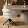 STF-9891_8 Draaibare eetkamerstoel Bella Off White Poot Zwart - Image 9